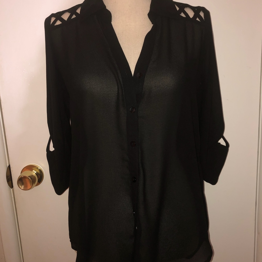 By & By sheer  black blouse